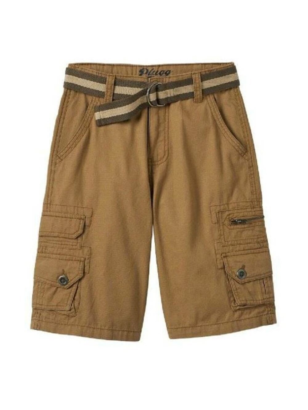 Plugg Trekker Cargo Shorts 10 Boys Adjustable Waist Brown Belted 8 Pockets